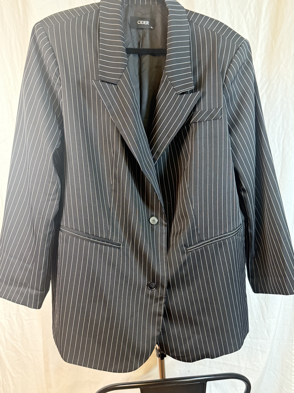 Cider Women's Black Pinstripe Single-Breasted Blazer Sz 1X